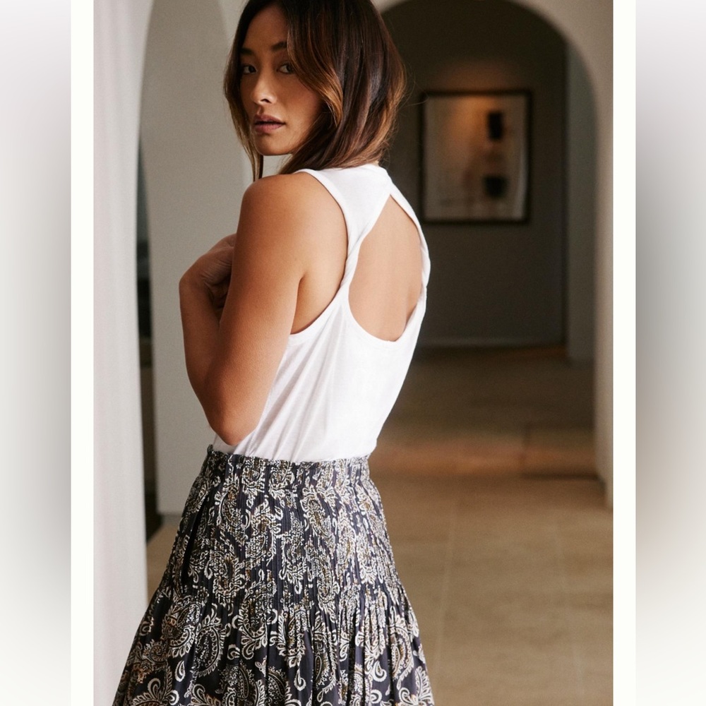 Anthropologie Twist Open Back Tank Top in White